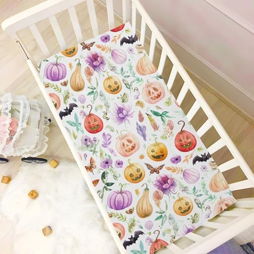 Qilmy Halloween Fitted Crib Sheet Soft and Breathable for Babies