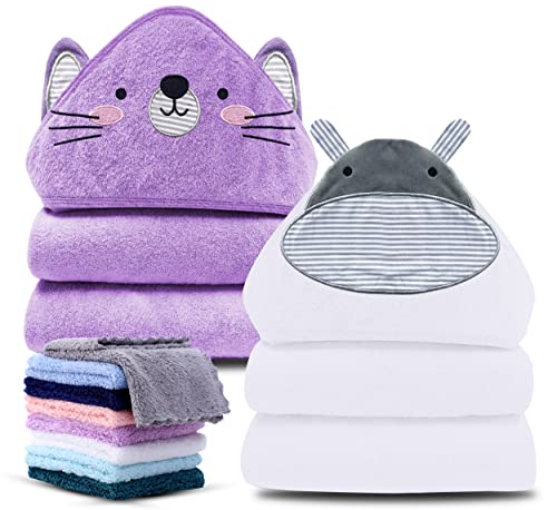 Cute Castle 2 Pack Hooded Towel with 8 Washcloths