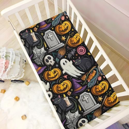 Qilmy Halloween Skull Crib Sheet for Baby 1