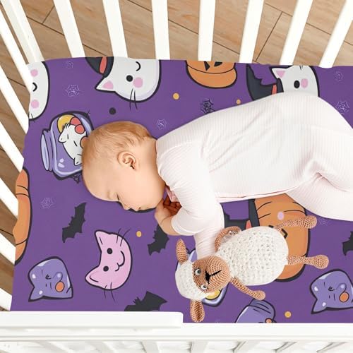 Qilmy Kawaii Pumpkins Fitted Crib Sheet for Baby
