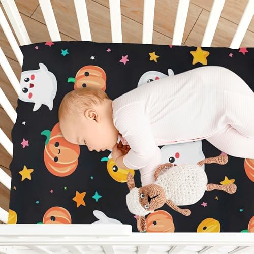 Qilmy Ghost Pattern Fitted Crib Sheet for Boys and Girls