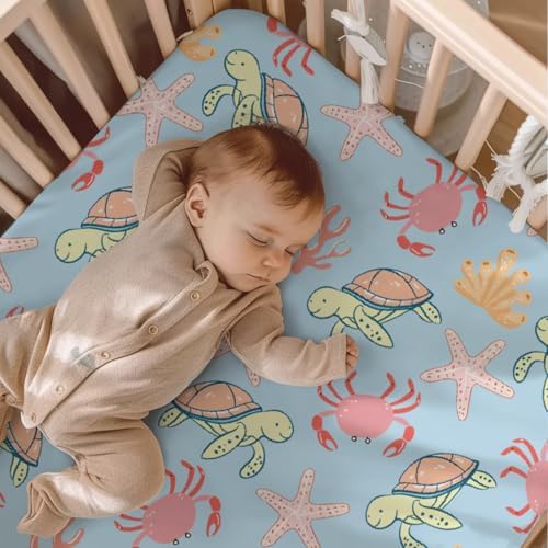 Cute Ocean Animals Crib Sheets for Boys Girls