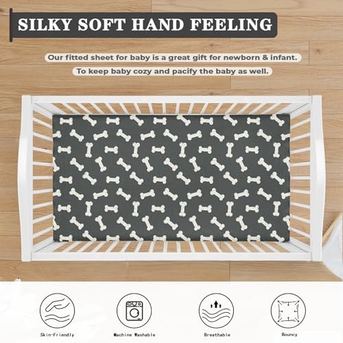 QINBEIDU Dog Bone Crib Sheet 28x52 Standard Size 1
