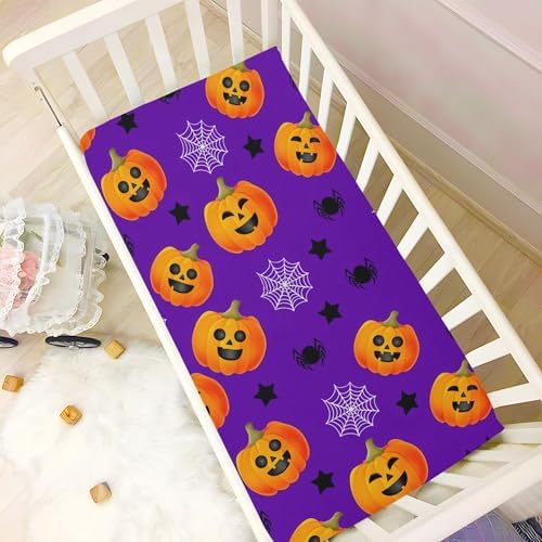 Qilmy Halloween Pumpkins Fitted Crib Sheet for Baby 1