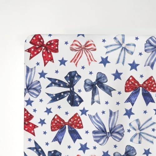 Red White Blue Bows Crib Sheets 28x52 Patriotic Fitted Mattress Covers