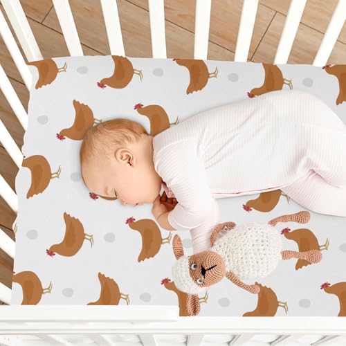 Brown Chicken Egg Fitted Crib Sheets for Baby Toddler Playard
