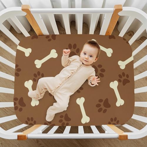 White Bones Footprint Brown Crib Sheets for Baby Toddlers