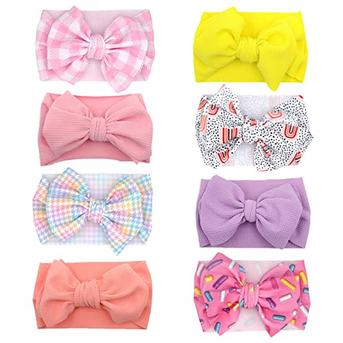 GEZISAN 8PCS Baby Headbands with Hair Bows for Newborn Girls