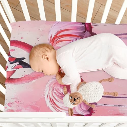 Qilmy Flamingos in Love Fitted Crib Sheet for Baby Sleep