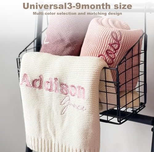 Personalized Baby Blanket with 2 Line Text Custom Embroidery
