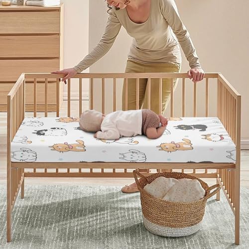Winpema Cat Flower Fitted Crib Sheet 28x52