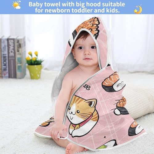 PaChyLuu Sushi and Cats Hooded Towel for Babies