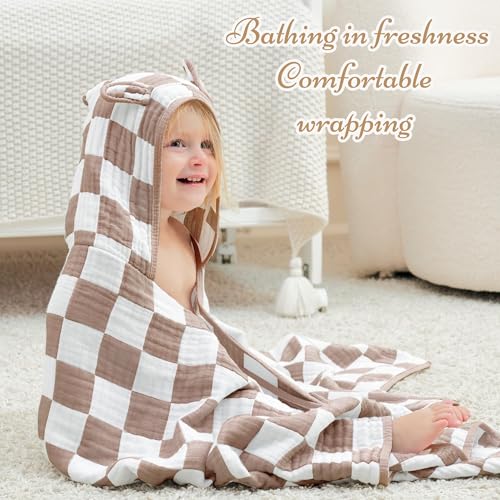 Ultra-Soft Muslin Toddler Hooded Towel - 55x28 Inches