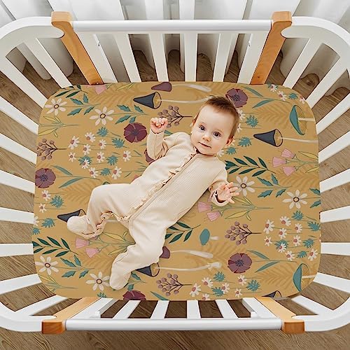 FUGIDOG Mushroom Crib Sheet Soft Breathable Unisex