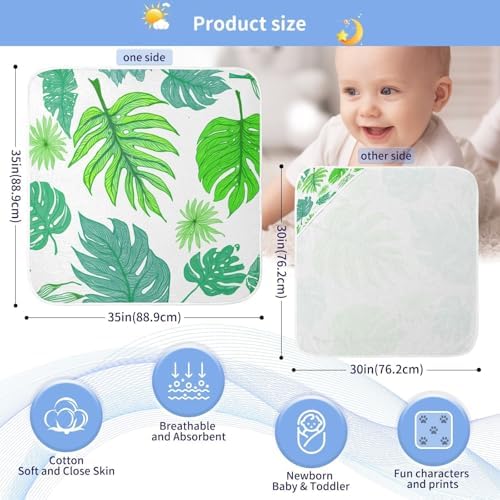 BOESI Doodle Leaves Baby Bath Towel 35x35 Inches