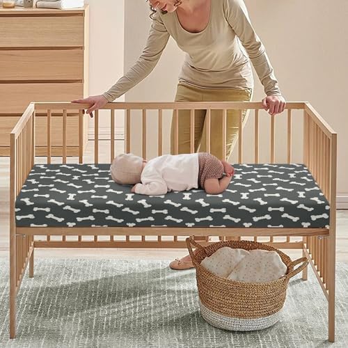 QINBEIDU Dog Bone Crib Sheet 28x52 Standard Size 1