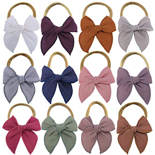 Sugarmelon Linen Bow Headband for Baby Newborn Infant Toddler
