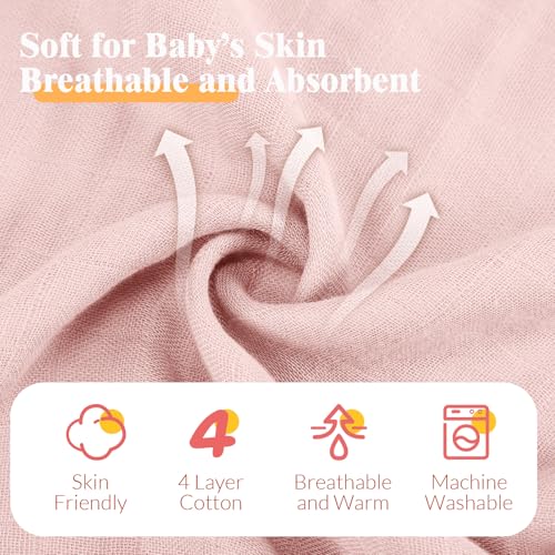 Preboun 6 Pcs Cotton Baby Bath Towel Set with Hood and Washcloths