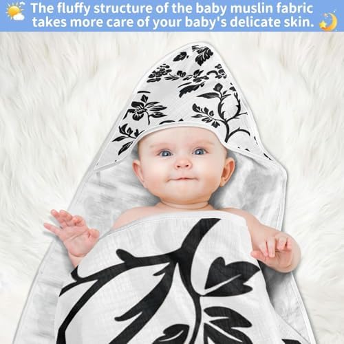 BOESI Graffiti Black Flower Baby Bath Towel 35x35 inches 1