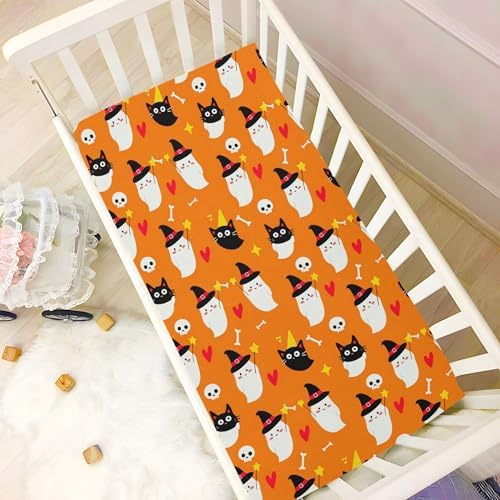Qilmy Halloween Ghosts Fitted Crib Sheet for Boys and Girls 1