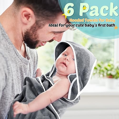 Chumia 6 Pack Baby Hooded Towels for Newborns and Toddlers