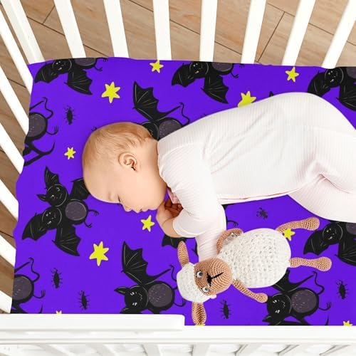 Qilmy Halloween Bats Fitted Crib Sheet - Soft Breathable for Baby