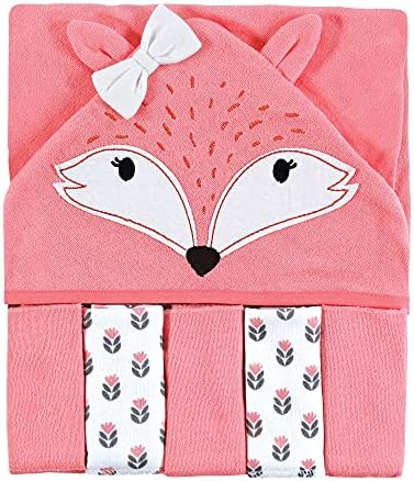 Hudson Baby Unisex Hooded Towel with 5 Washcloths