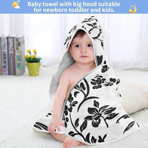 BOESI Graffiti Black Flower Baby Bath Towel 35x35 inches 1