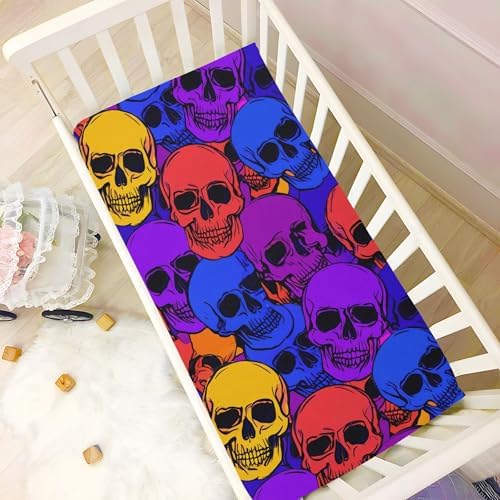Qilmy Halloween Skull Fitted Crib Sheet Soft Baby Bedding