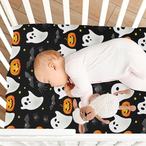 Qilmy Halloween Ghosts Fitted Crib Sheet Soft Breathable 1