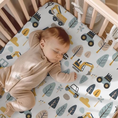 KuphiL10C Cartoon Car Truck Tree Crib Sheet 1