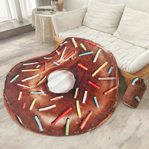 Bnuitland Brown Donut Blanket 300GSM Double-Sided Soft Flannel Throw Blanket