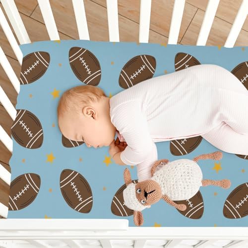 KICPOAY Blue Footballs Crib Sheets Stretchy Playard Sheets for Baby