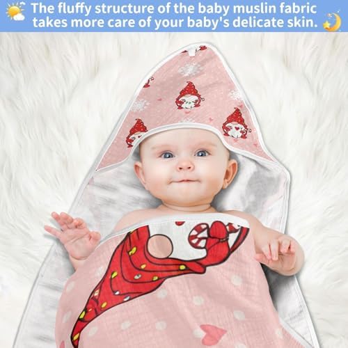 Cute Christmas Gnomes Baby Hooded Towel 35x35 Inch