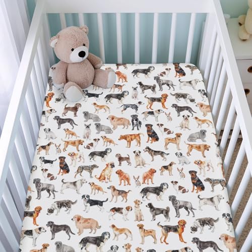 KASTLEE Watercolor Dogs Crib Sheet 52x28