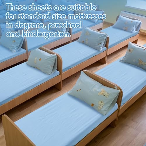 20 Pcs Blue Cotton Crib Sheets for Daycare