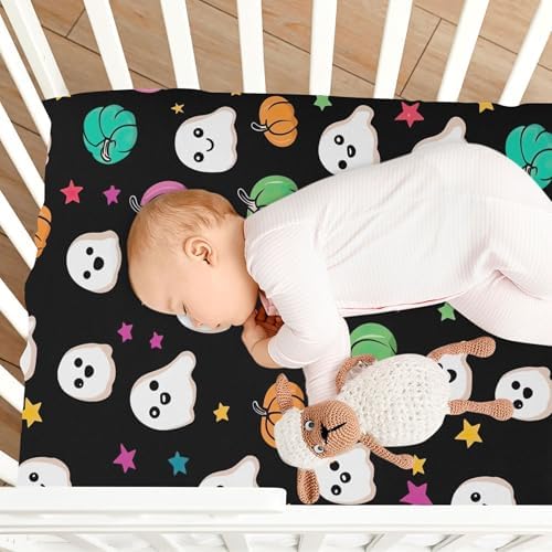 Qilmy Cute Ghost Pattern Fitted Crib Sheet for Baby