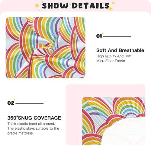 KICPOAY Fitted Crib Sheets Rainbow Stretchy Playard Sheets for Baby Toddler