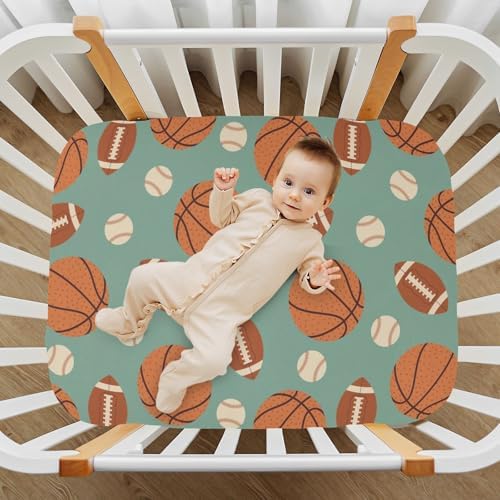 KICPOAY Ball Retro Crib Sheets Stretchy Playard Sheets for Baby