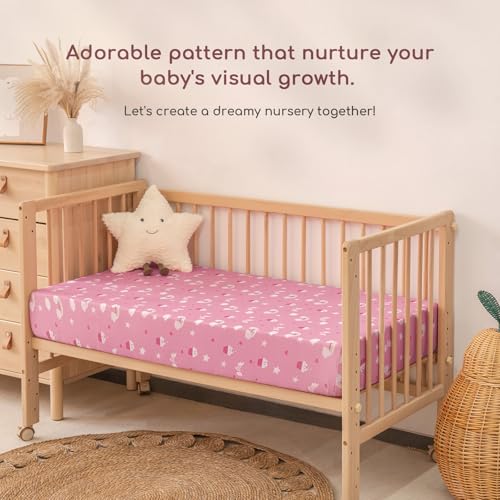 Yukkidds 2 Pack Pink Unicorn Crib Sheets