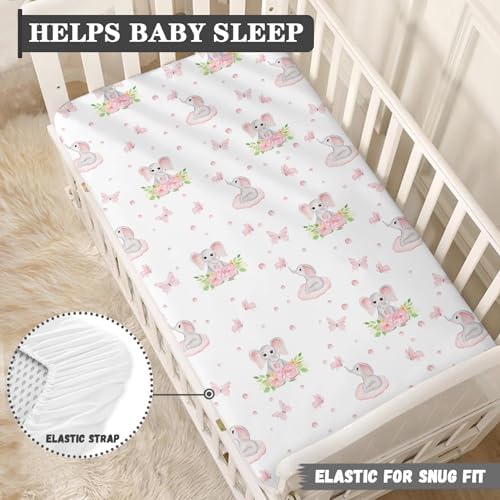QINBEIDU Pink Elephants Crib Sheet 28x52