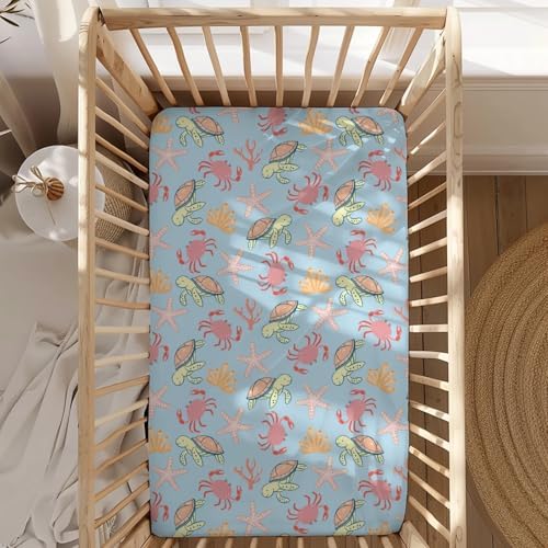 Cute Ocean Animals Crib Sheets for Boys Girls