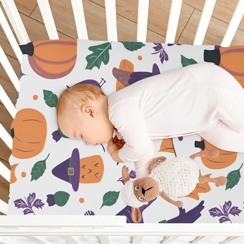 Qilmy Halloween Pumpkins Fitted Crib Sheet for Kids 1