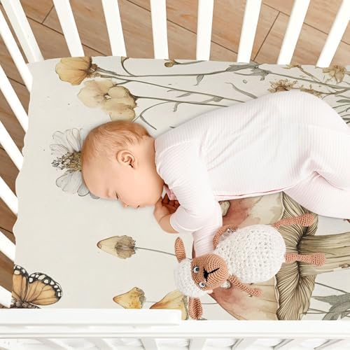 Qilmy Vintage Mushrooms Fitted Crib Sheet 28x52in