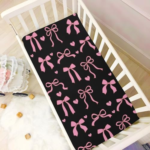 KICPOAY Bows Hearts Crib Sheets for Baby Toddler