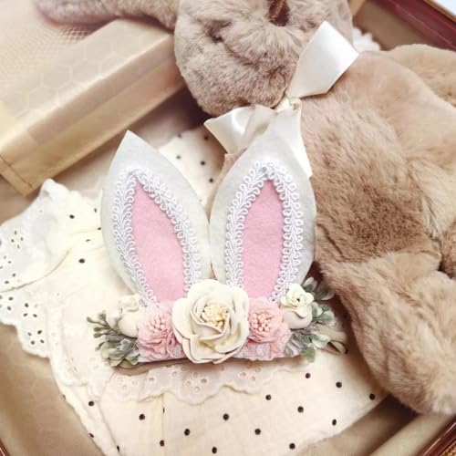 GEZISAN Baby Girl Easter Bunny Headband with Flower Bows