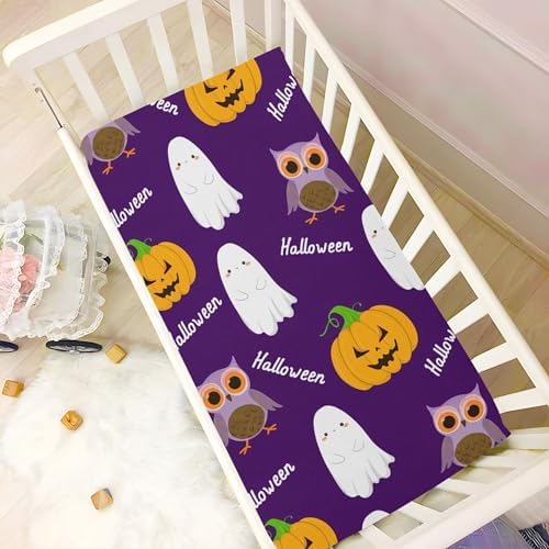 Qilmy Halloween Fitted Crib Sheet for Kids Soft Breathable
