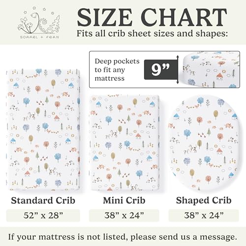 Crib Sheets Neutral - 2 Pack Organic Cotton Blend Farm Animals