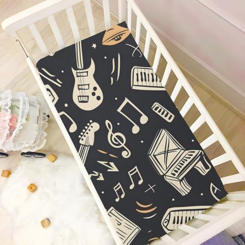Rock Music Retro Crib Sheets for Kids Fitted Baby Sheets
