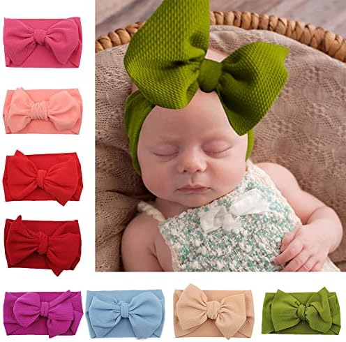 8PCS Baby Girls Bow Headbands Set Soft Elastic Hair Accessories